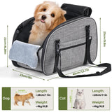 Petzauber Dog Car Seat for Small Dog - Center Console Dog Car Seat with Double Protection Safety Belt and Non-Slip Bottom, Portable Pet Booster Seat with Washable Cushion & Storage Pocket, Grey