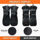 AuraPaw Dog Boots & Paw Protectors for Medium Dogs, Waterproof & Anti-Slip, Reflective Dog Shoes for Rain, Snow & Ice, Summer Hot Pavement and Rugged Terrain, 4Pcs Winter Dog Boots, Size M, Black