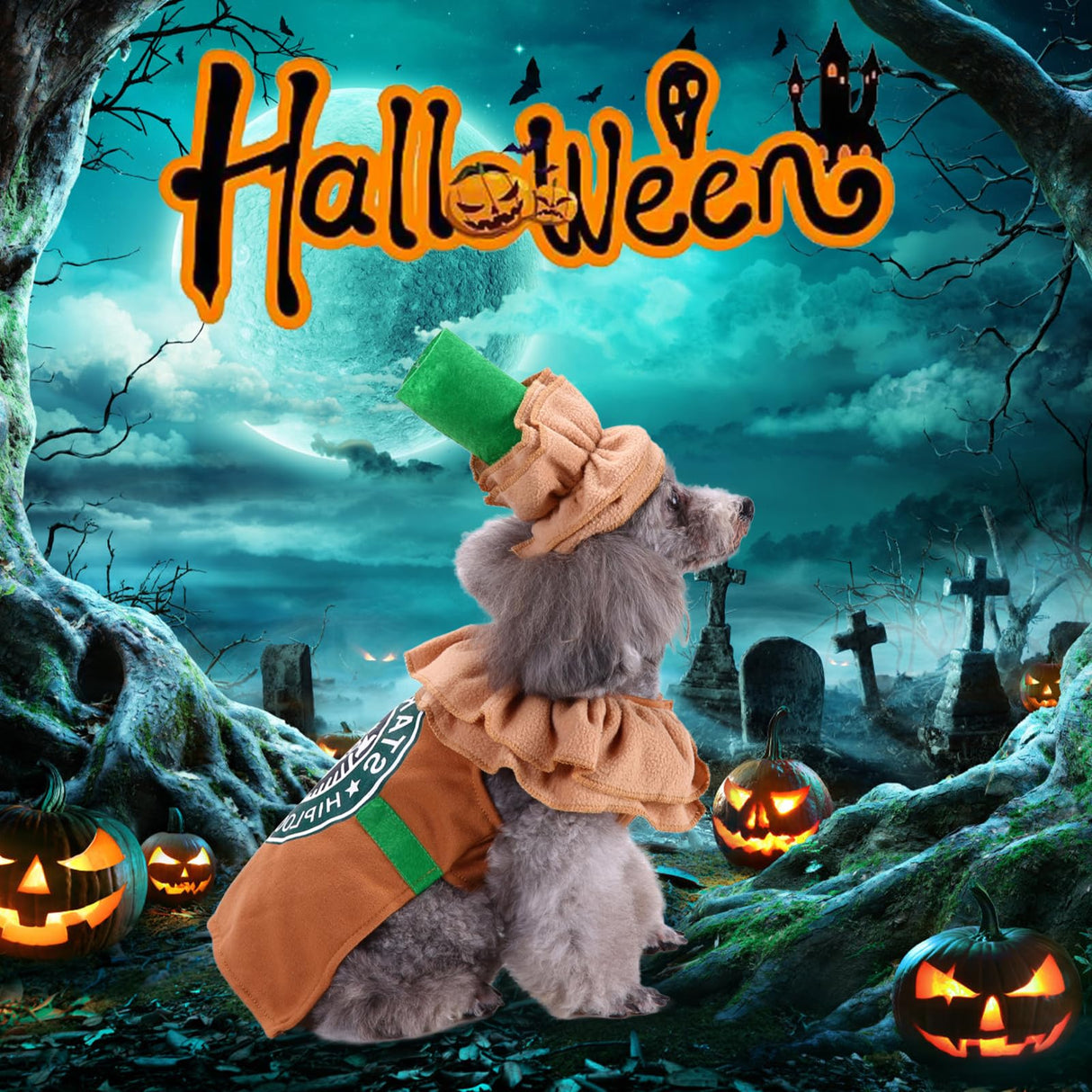 Latte Specialty Dog Costume - Coffee Shop Dog Cosplay Halloween Costumes, Puppy Christmas Party Attire for Medium Small Dogs Cats Pet Outfit Apparel Birthday Party Photo Props Dress up Accessories