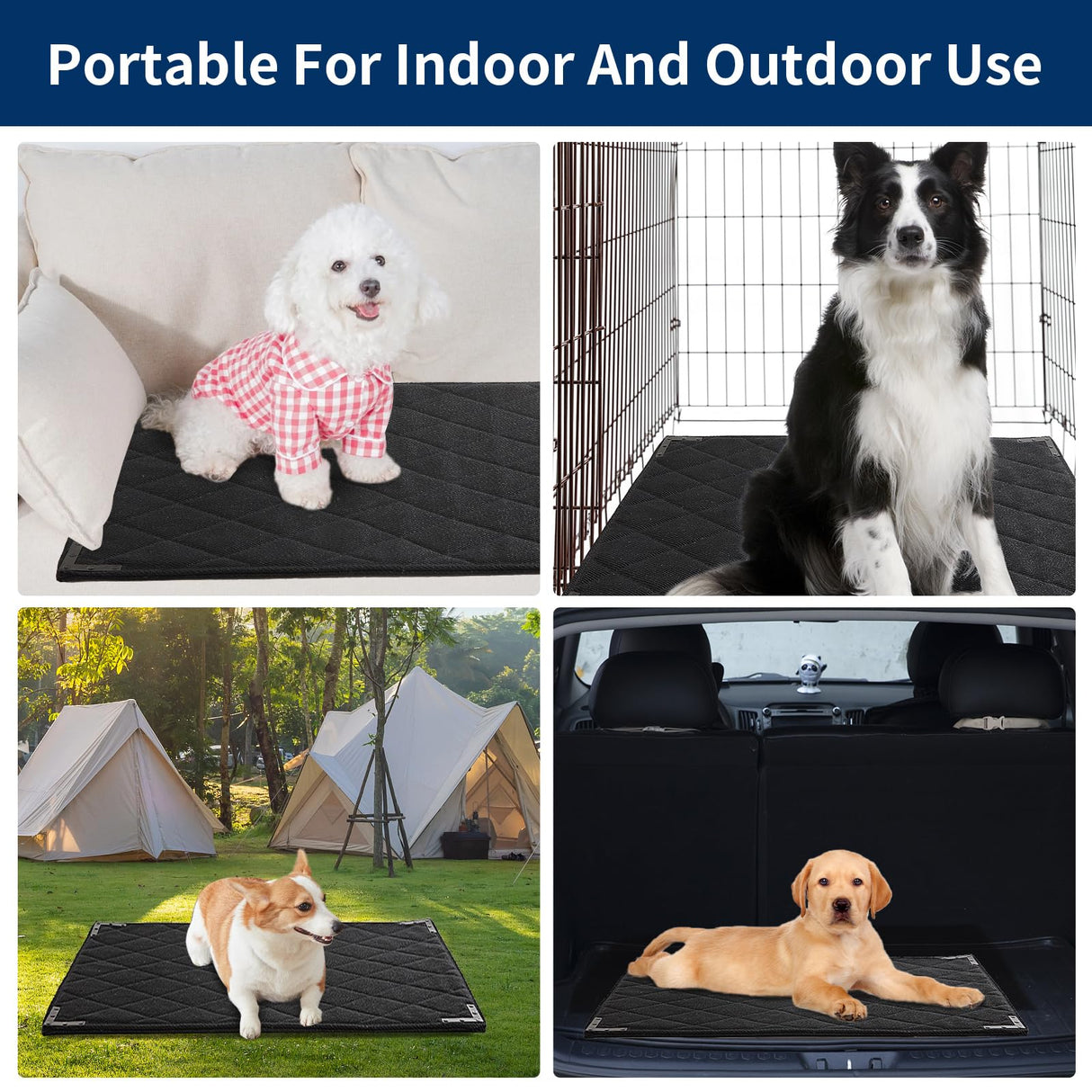 BALAPET Durable Chew Proof Dog Bed with Metal Rivet Corner for Medium Dogs, Stable Kennel Pad Mat for Teething Puppy, Durable Indoor Outdoor Crate Pad for Medium Dog Crates, 35"x22"
