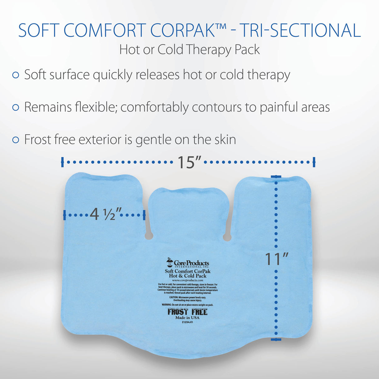 Core Products Soft Comfort CorPak, No Frost Hot and Cold Therapy Pack - 11" x 15", Made in The USA