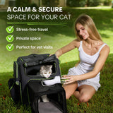 Cat Carrier Backpack for Travel & Car with Seat Belt Safety System, Expandable Pet Carrier for Cats & Small Dogs up to 25 lbs, Breathable, Durable, Foldable, Travel Friendly