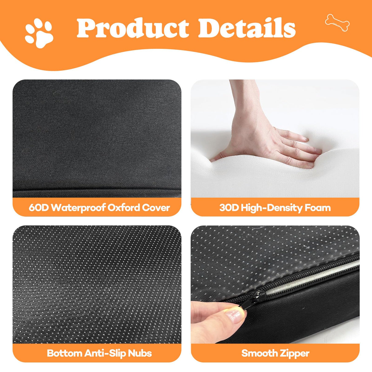 Bhyhok Waterproof Dog Mat for Car Backseat 3.14 Inch Thick Non-Slip Backseat Pet Mat with 600D Oxford Cover and High-Density Foam, Suitable for Cars Suvs Sedans (53.8 * 24 Inch)