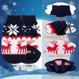 Rypet 2 Packs Cat Christmas Sweater - Puppy Christmas Sweater Pet Turtleneck Knitwear with Reindeer Santa Claus Pattern Sweaters for Kitten and Small Dogs XL