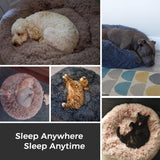 Calming Dog Bed & Cat Bed with Anti-Slip Bottom, Medium Size Washable Anti-Anxiety Donut Dog Beds for Medium Dogs, Fluffy Plush Cozy Round Dog Bed(27 Inch, Light Grey)