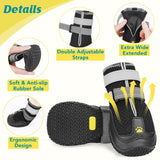 LUCKYPAW Dog Shoes for Large Medium Dogs, Breathable Dog Boots for Hot Pavement, Paw Protectors for Summer Walking Hiking Winter Snow Outdoor, Non Slip Reflective Booties for Hardwood Floor (Black, 4)