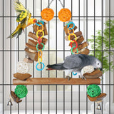 unimaxlink 3-in-1 Parrot Toys Natural Coconut Fiber Parrot Hammock (Swing + Perch + Chew Toy) Natural Bird Perches for Medium Large Birds - 23" Bird Toys for Parrots Stand