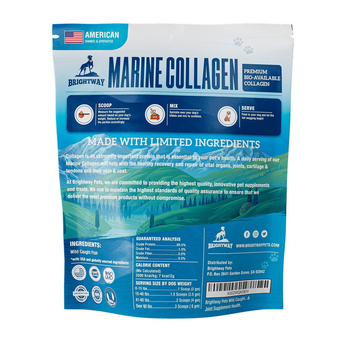 Wild Caught Marine Pet Collagen for Dogs, Peptide for Dogs - Improves Gut, Skin & Coat Health, Allergies, Pet Mobility Hip & Joint Supplement Health