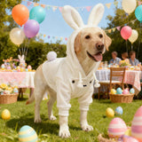 MuYaoPet Dog Easter Bunny Costume with Rabbit Ears & Fluffy Tail,Cute Rabbit Pet Outfit for Small Medium Large Dogs,Warm Plush Halloween Party Puppy Clothes Hoodie Sweater Shirt,5XL