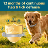 Flea Collars for Dogs, Dog Flea & Tick Control Flea Collar 12 Months Protection, Waterproof Dog Flea Collar, Flea Prevention for Dogs with Comb and Prevention Treatment Drop, 2Pack