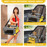 GENORTH Dog Car Seat for Small Pets Up to 20 lbs, with Storage Pocket and Dual Clip-On Safety Leash, Foldable and Washable Design