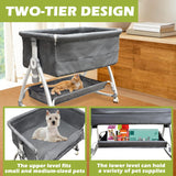 Bedside Cosleeper Dog Bed, Raised Dogs Bed 27''-32'' Adjustable Height, Dog Bed Extension for Human Bed, Bedside Dogs Bed for Small, Medium Dogs(35''L x 20''W)