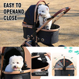 EchoSmile 4 in 1 Pet Stroller, Folding Lightweight Cat & Dog Stroller with Detachable Carrier, NO-Zip 180° Reversible Canopy, All Terrain 4-Wheel,45 lbs Capacity for Small to Medium Dogs
