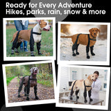 Pezluxe Dog Suspender Boots, Waterproof Anti-Slip Dog Rain Boots with Adjustable Strap for Small Medium Large Dogs, Reflective Paw Protector Pet Shoes for Outdoor Walking, Rain Snow Hiking, Black, L