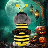 Bee Dog Costume Halloween Dog Costumes for Small Medium Dogs Cats, Bumblebee Pet Outfit with Antenna Hat Funny Pet Costumes Cosplay Clothes Christmas Birthday Party