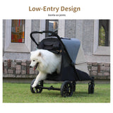 Dog Stroller for Medium/Large Dogs One-Click Folding 4 Wheel Pet Foldable Dog Stroller for 2 Dogs Jogger with Storage Pocket Suitable for Pets Up to 110LBS