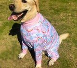 PriPre Dog Surgery Recovery Suit Ice Cream Candy Printed Long Sleeve Shirts Soft Pajamas Onesie Jumpsuit Prevent Licking Dogs Shedding Suit for Large Dogs(Pink,2XL)