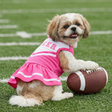 Fitwarm Cheerleader Dog Costume, Sporty Cheer Dog Dress for Small Dogs Girl, Pet Clothes Cat Outfits, Pink White, XS