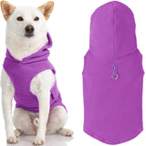 Gooby - Fleece Vest Hoodie, Small Dog Pull Over Hooded Fleece Jacket with Leash Ring, Purple, X-Small