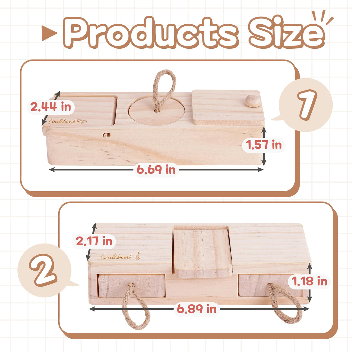 SoulThink® Interactive Wooden Pet Rabbit Toys - Sniff n' Snack Bunny Chew Toys for Rabbit Treats, Suited as Guinea Pig, Hamster for Boredom, Bunny Toys for Rabbits Keep Busy (2 Sets)