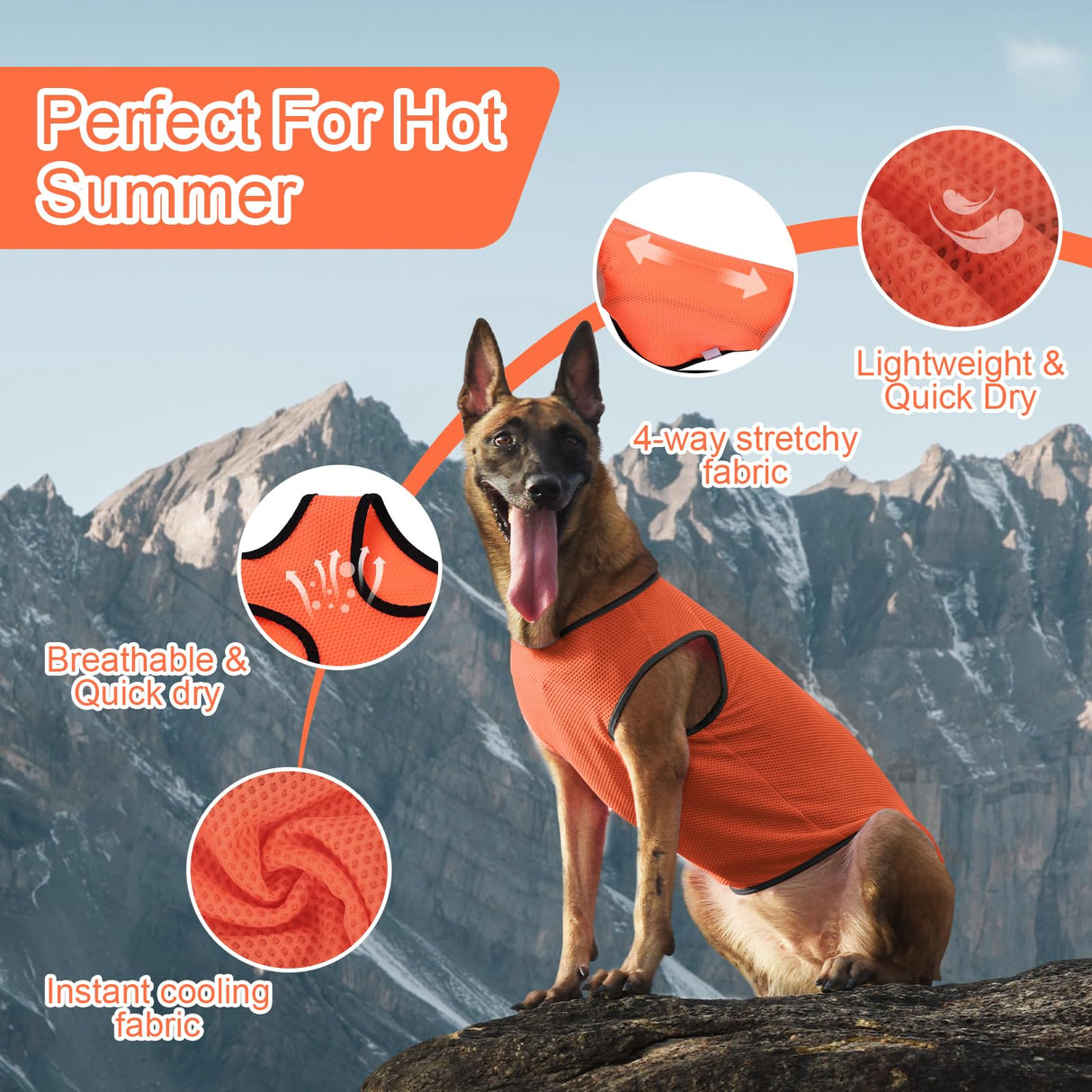UNIPUP 2 Pack Cooling Shirts for Dogs, Lightweight Mesh Breathable Dog Clothes for Medium Dogs Boy Girl,Sun-Protection Sleeveless Shirts for Dog&Cat Puppy Vest Pet Apparel - L