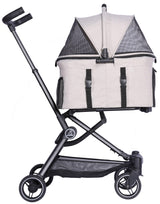 ROODO 2026 Upgraded Version 3 in 1 Dog Cat Stroller with Detachable Carrier Lightweight Folding Portable All Terrain Pet Travel System Puppy Kitty Doggie Bunny Stroller for 30lbs(Light Khaki)