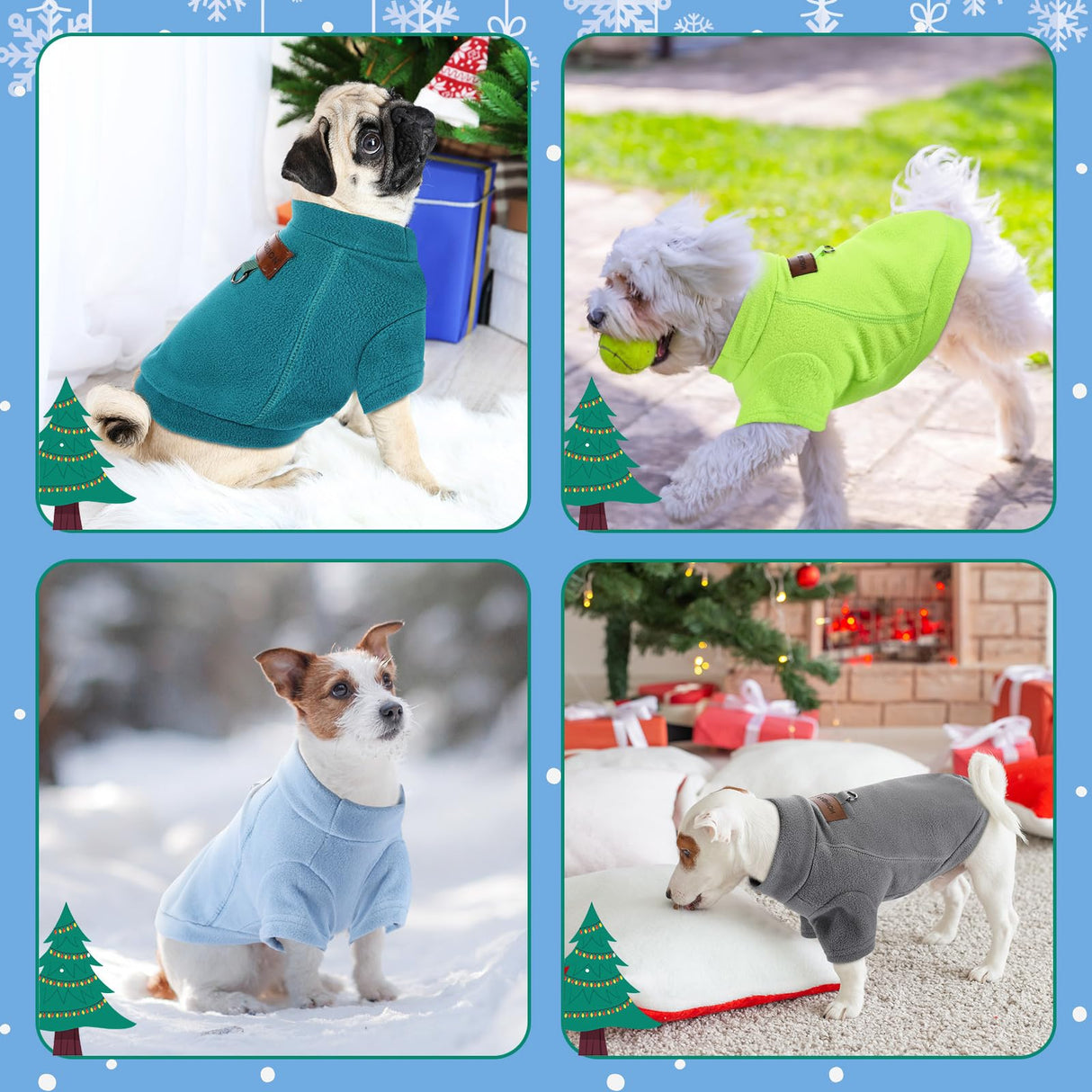 Sunnymove 5 Pcs Fleece Dogs Sweaters for Small Medium Large Puppy Cat Pet Winter Soft Warm Pullover Jumper Turtleneck Sweatshirt Clothes Apparel Outfit (M)
