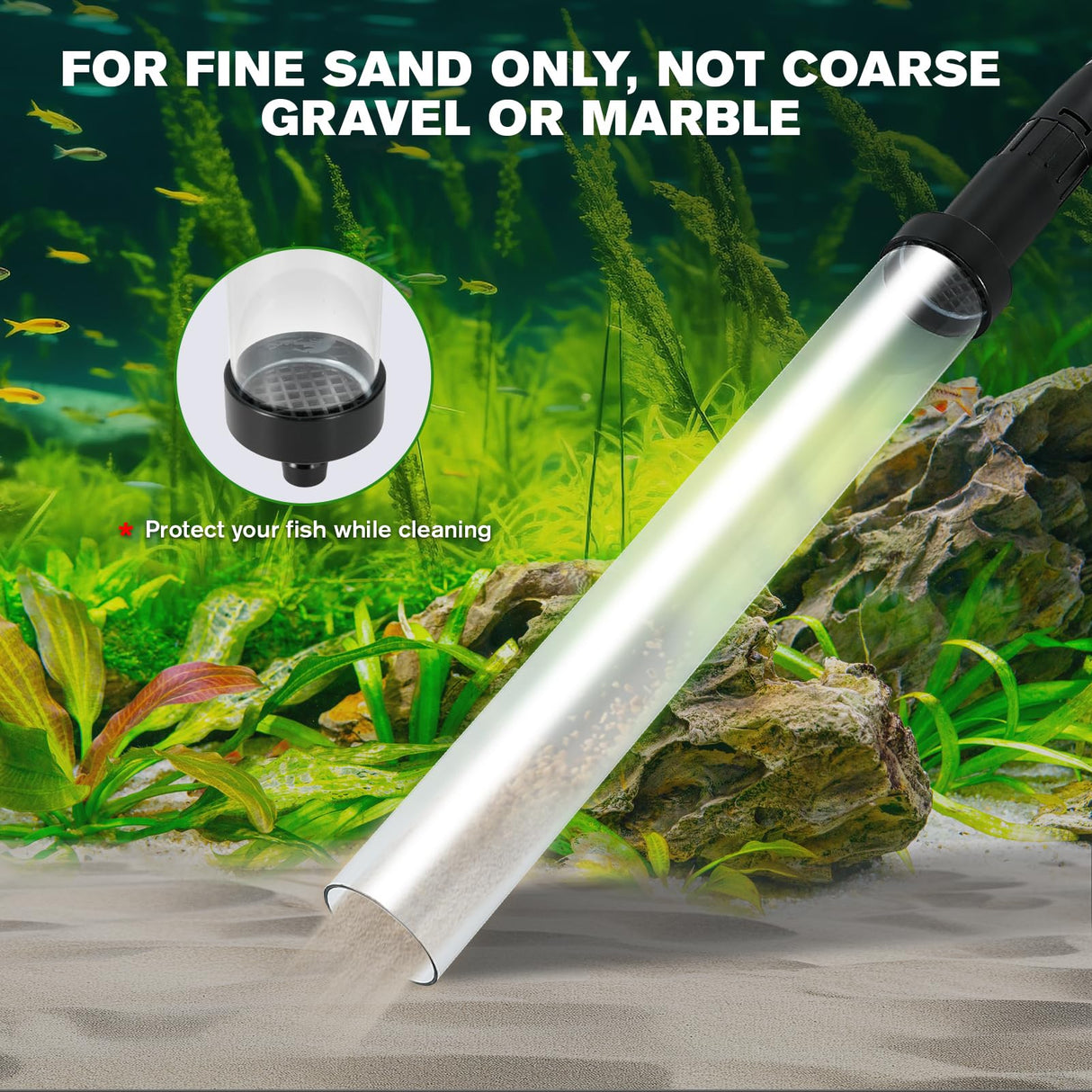 ZRDR Aquarium Siphon Vacuum Gravel Cleaner Kit for Fish Tank Cleaning Gravel & Sand, Fish Tank Water Changer Metal Faucet Connector with Long Hose Drain & Fill（32ft）