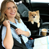 Waterproof Faux Leather Center Console Dog Car Seat, 2-in-1 Portable Puppy Carrier & Armrest Booster Seat for Small Dogs, Easy-to-Clean Tech Fabric, Sturdy Cushioned, Anti-Collapse Walls, Under 11 lbs