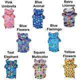 Dog Raincoat Hooded Leash Hole Waterproof Rain Coat Jacket Rainwear for Small Pet Cat Puppy (XS: Length - 10", Blue Flowers)