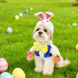 MuYaoPet Easter Bunny Dog Costume,3D Pet Rabbit Hat with Ears,Funny Cat Clothes Halloween Eater Party Mascot Outfit for Small Medium Dogs,Easter Egg Hunt Photo Props,L