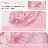 Dog Dress for Small Medium Large Dogs Pet Princess Wedding Dress with Detachable Train Multi-Layer Organza Girl Puppy Tutu Skirt Bowknot Sequin Decor Birthday Cat Clothes(Pink, M)
