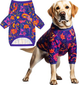 Dog Shirt for Large Dogs Neon Halloween Pumpkin Ghost Pajamas for Medium Large Dogs XL, Halloween