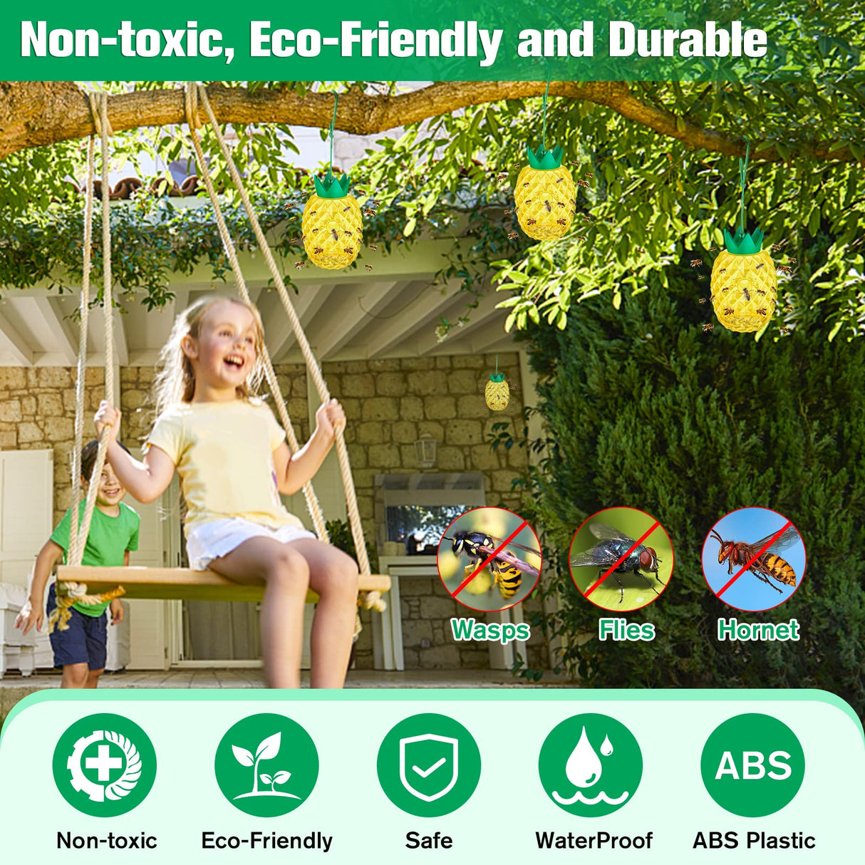 Wasp Traps Catcher - Honey Bee Trap, Insect Catcher, Wasp Trap, Bee Trap, Outdoor Wasp Deterrent Killer, Reusable Insects Traps Bee Catcher for Hornets, Yellow