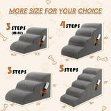 Romrol Dog Stairs Ramp for Small Dogs, 33D Pet Stairs Steps with Durable Non-Slip Waterproof Fabric Cover, Dog Slope Stairs to Bed for Small Dogs and Cats or Pets Joints, 3-Steps