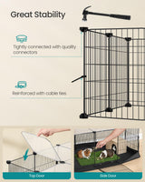 SONGMICS Guinea Pig Cage, Rabbit Cage, Small Animal Playpen with Waterproof Mat, Top and Side Door, 20 Panels, 48.4 x 24.8 x 16.3 Inches, Ink Black ULPI011BH01