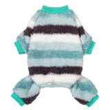 Fitwarm Fuzzy Striped Dog Fleece Pajamas, Warm Winter Clothes for Small Dogs Boy Girl, Cozy Pet Onesie with Feet, Light Sea Green, Black, White, XL