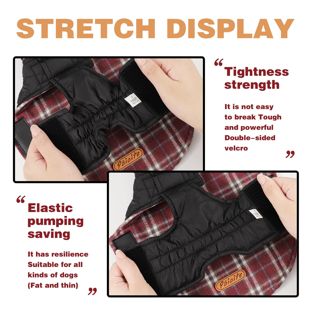 Reversible Warm Dog Coat with Hook and Loop Tape Straps: British-Style Plaid Jacket for Winter, Cozy Cold-Weather Vest for Small, Medium & Large Dogs ¨C Ideal for Snow and Outdoor Adventures Red M