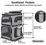 Double Cat Carrier, Cat Backpack Carrier for 2 Cats, Multi Dog Backpack, Two Cat Carrier with 7 Ventilation Windows, Built-in Frame and Support Plate, Safety Straps, Collapsible, Perfect for Travel