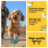 Hcpet Dog Shoes for Large Dogs, Breathable Dog Booties for Small Medium Dogs, Anti-Slip Dog Boots & Paw Protectors for Hot Pavement Winter Snow Hiking with Reflective Straps Blue Size 3