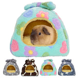 GINIDEAR Guinea Pig Bed, Guinea Pig Warm Hideout House Accessories Cozy Bed for Small Animals Hamsters Chinchillas Dwarf Bunnies Hedgehogs. M, Green Flower