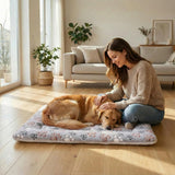 Reversible Dog Bed Mat - 35" x 27"Soft Dual-Sided Plush Pet Pad for Medium Small Dogs and Cat, Fully Washable Fleece Sleeping Mat, Warm Cushion for Crates, Kennels & Floors