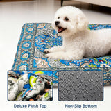 CZOXiViYC Washable Dog Crate Bed, Ultra Soft & Anti-Slip Crate Pad, Cozy Kennel Mat for Large/Medium/Small Dogs, Plush & Bohemian Dog Bed Mat(Blue, 23.0" L x 17.0" W x 2.3" H)