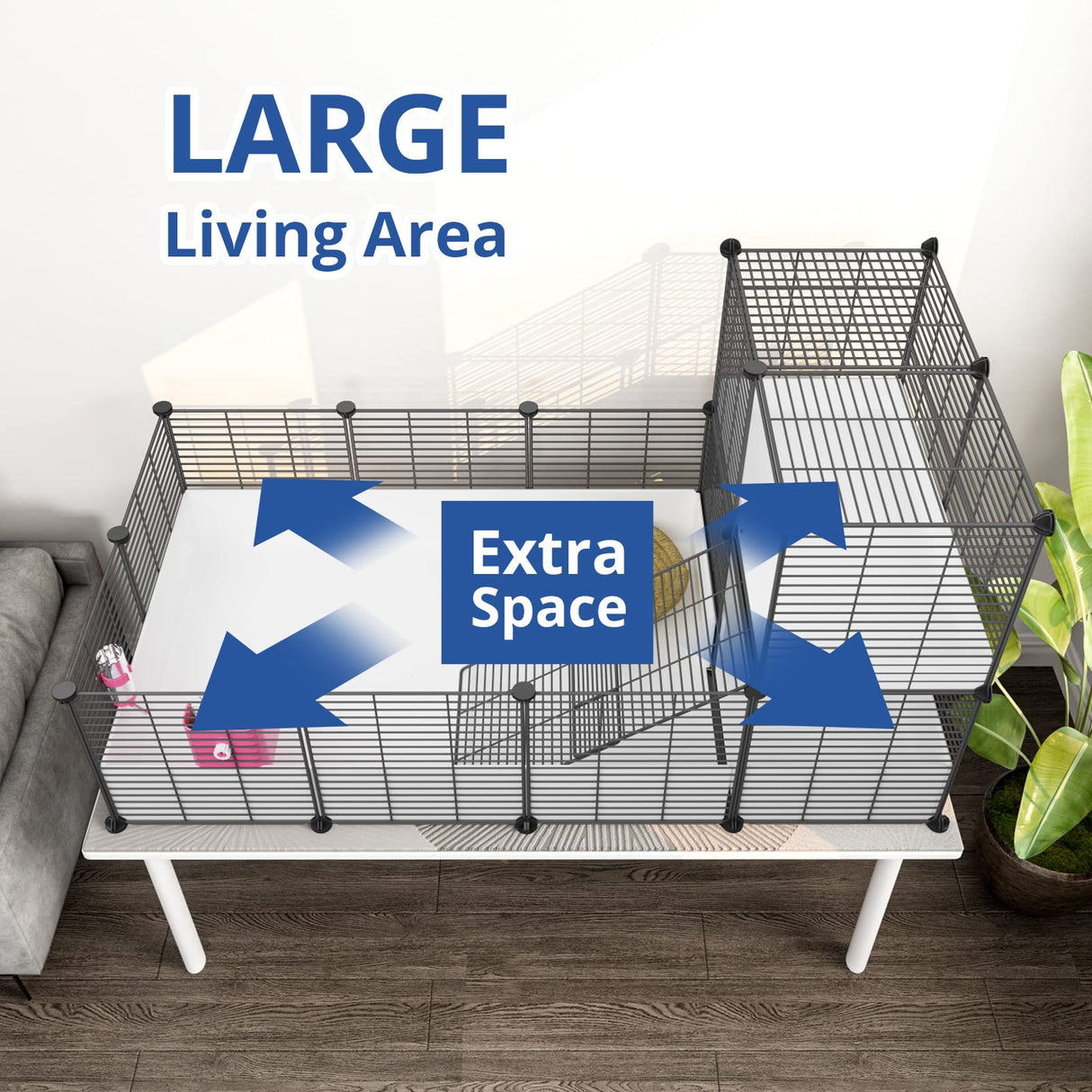 Oneluck Guinea Pig Cage,Indoor Habitat Cage with Waterproof Plastic Bottom,Playpen for Small Pet Bunny, Turtle, Hamste, Loft and Partition