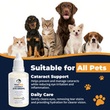 Dog Eye Drops, Cataract Eye Drops for Dogs, Daily Eye Care for Moisture, Comfort & Cleanliness, Tear Stain Support, Lubricating Ophthalmic Solution & Sodium Hyaluronate, Gentle Formul -50ML