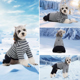 Winter Coat for Dogs - Warm Cotton Cold Weather Striped Round Neck Pajamas, Long Sleeves Jumpsuit, Color-Blocked Clothes for Small Medium Dogs, Onesie Anti Hair Shedding