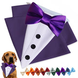 Custom-Fit Dog Tuxedo with Bow Tie & Lapel Uncut Cham Eyelet | Keyhole Fishtail Buttonhole Design | Optional Ring Bearer Clasp | Perfect Outfit for Wedding & Birthday by ACORD EU (Purple)