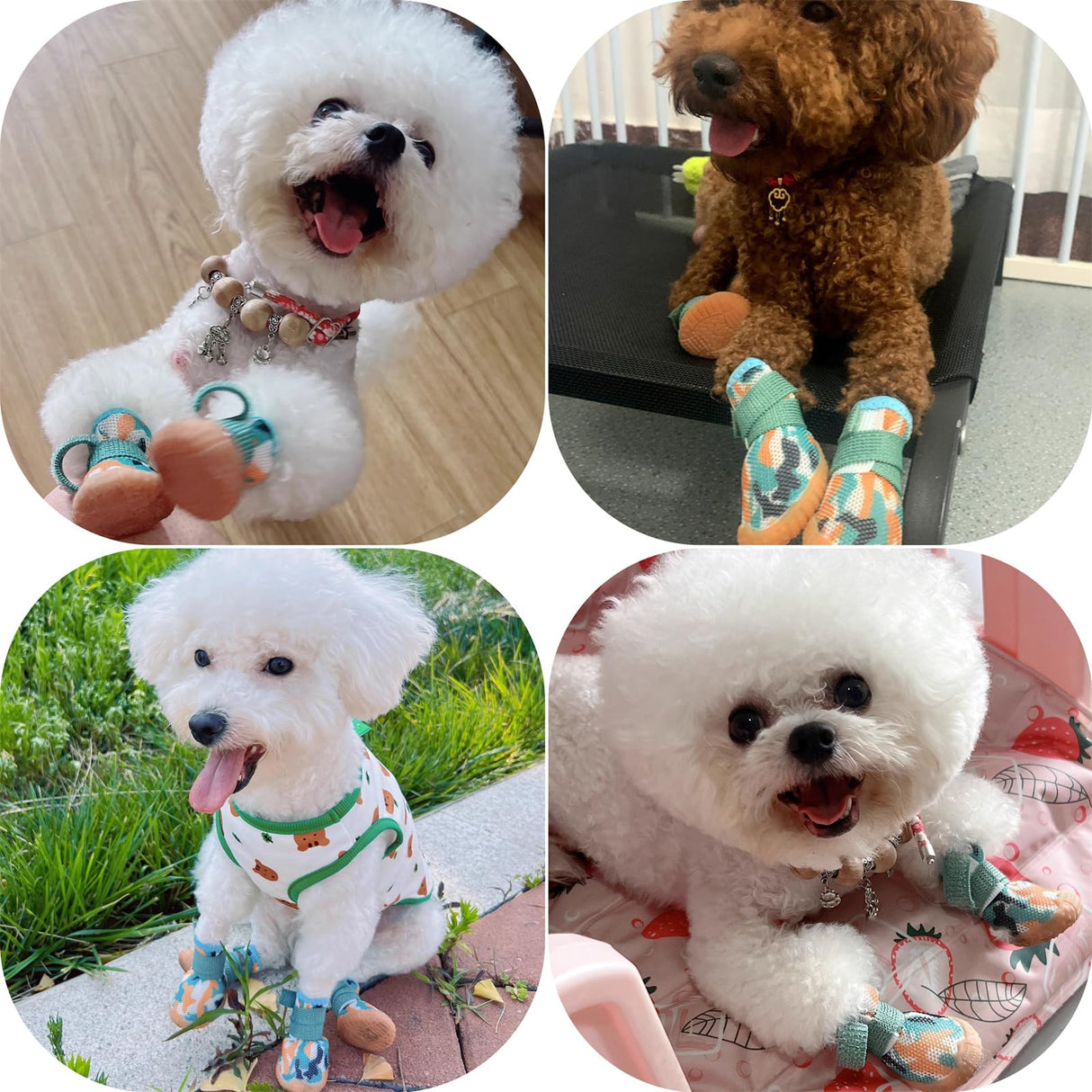 Yeduzyn 4Pcs Waterproof Dog Boots Dog Shoes for Snow and Rain Teddy Pomeranian Bichon Middle and Small Dogs (Size 2)