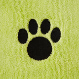 Bone Dry Pet Robe Collection, Embroidered Absorbent Microfiber Bath Robe with Adjustable Closure, for Dogs & Cats, Medium, Lettuce Green