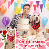 Reginary 72 Packs Valentine's Dog Bandanas Bulk Dog Heart Red Bandanas Valentine Pet Scarf Bibs Triangle Puppy Bibs Adjustable Puppy Scarf for Pet Costume Accessories